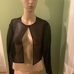 TAHARI Black Sheer Jacket W/ Sqeuins NWT Vintage